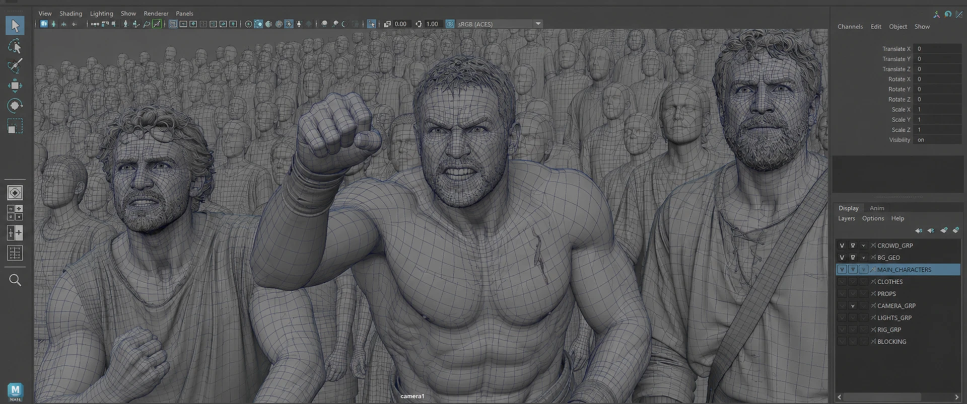 Cast rule, 3D crowd mass of extras